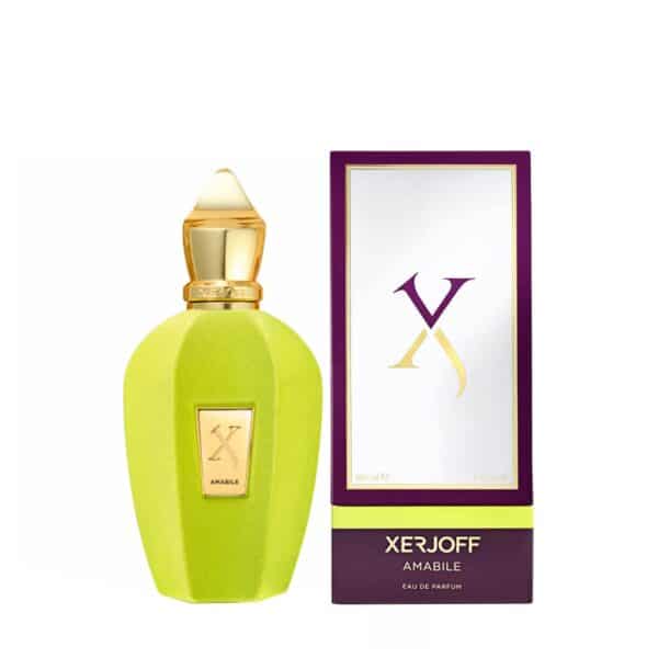 Luxurious Xerjoff Amabile EDP 100ml fragrance with vibrant yellow bottle.