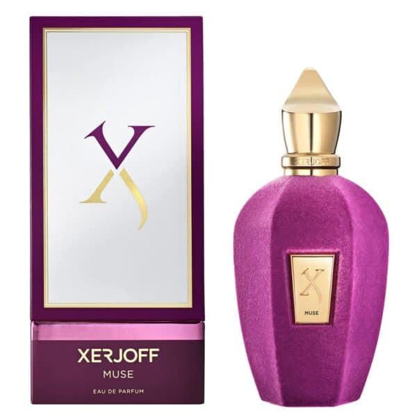 Xerjoff Muse EDP 100ml perfume bottle with luxurious purple design.