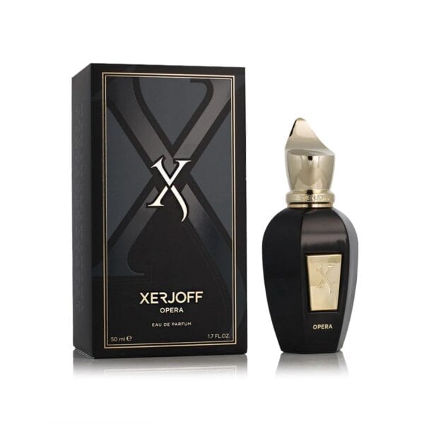 Luxury perfume bottle with black and gold design for Xerjoff Opera EDP 100ml.