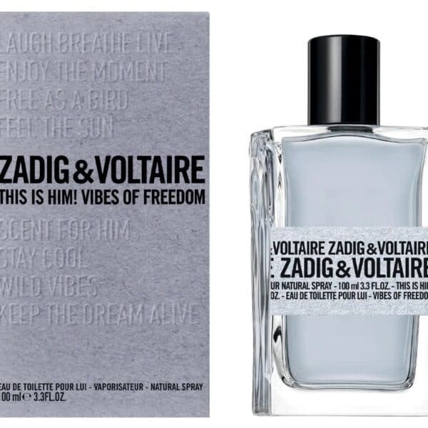Zadig & Voltaire For Him Vibes of Freedom EDT 100ml fragrance bottle with sleek design.