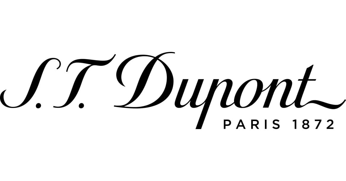 S.T. Dupont logo featuring elegant black script on white background.