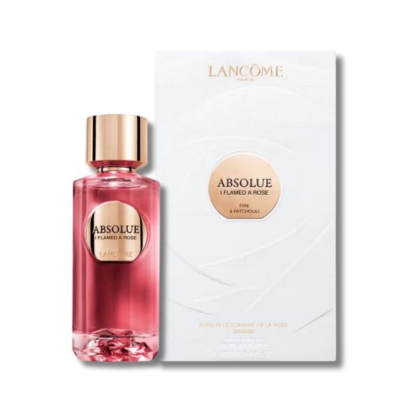 Luxurious Lancome Absolue I Flamed A Rose perfume bottle with elegant packaging.