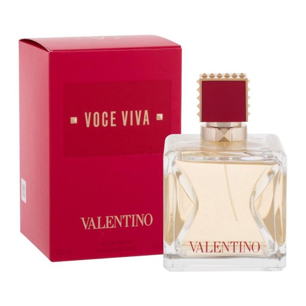 Valentino Voce Viva EDP 100ml perfume with elegant red and gold packaging.